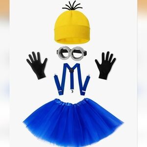 Blue and Yellow Girls Halloween Minions Costume Set